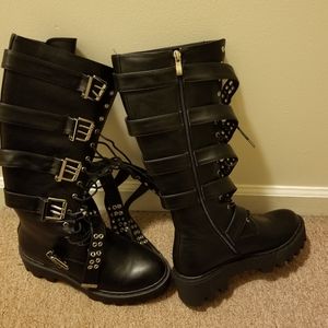 Goth Black Women Boots Size 8 Open Box New
